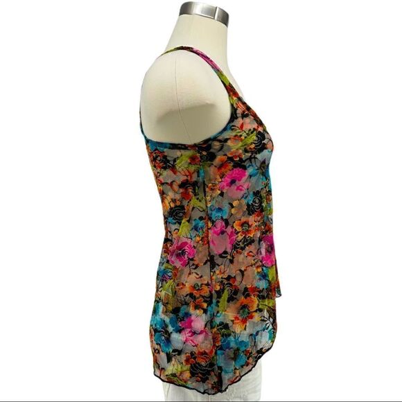 Almost Famous Sheer Lace Floral Zip Front Tank - Picture 5 of 9